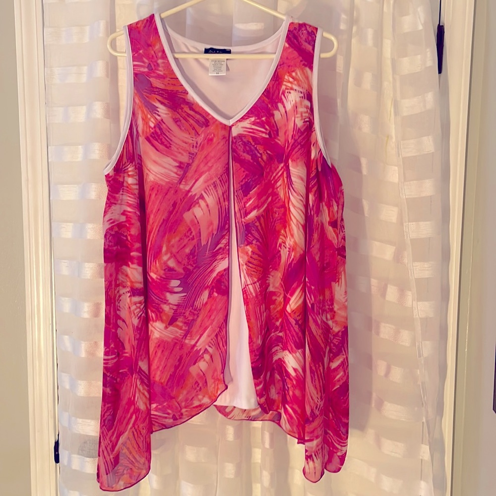 Double Slit Women’s Plus Tank Top Blouse 2X
